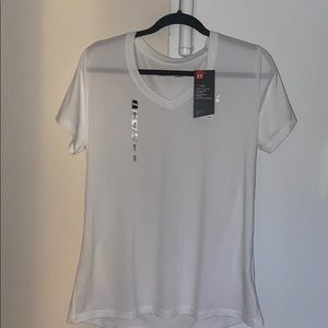 Under Armor White V-neck Heat Gear Shirt